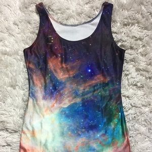 Galaxy print bodycon dress